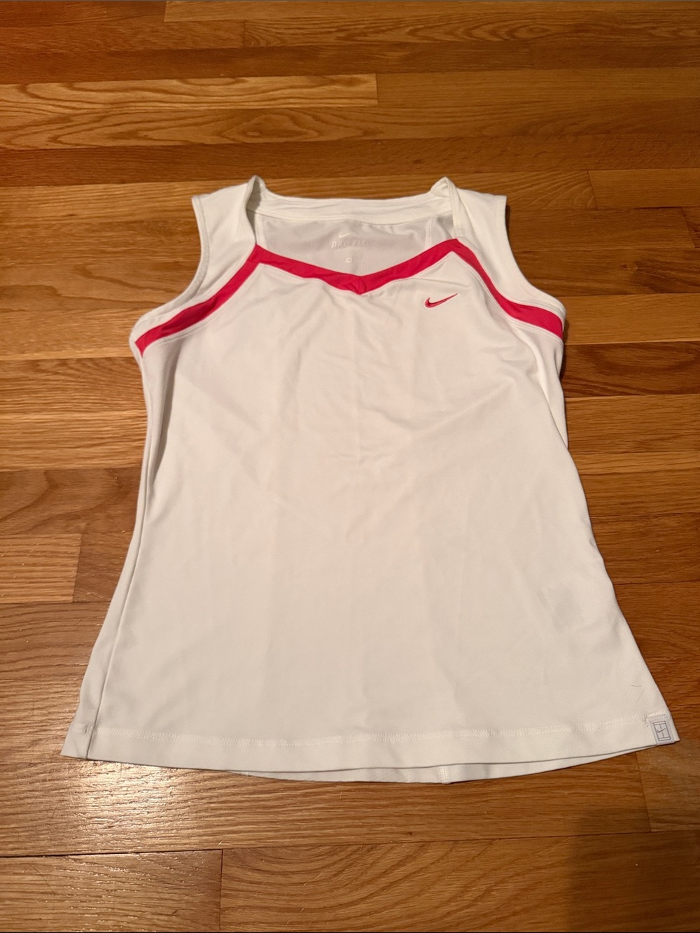 Nike White Swim Tank with Pink Trim